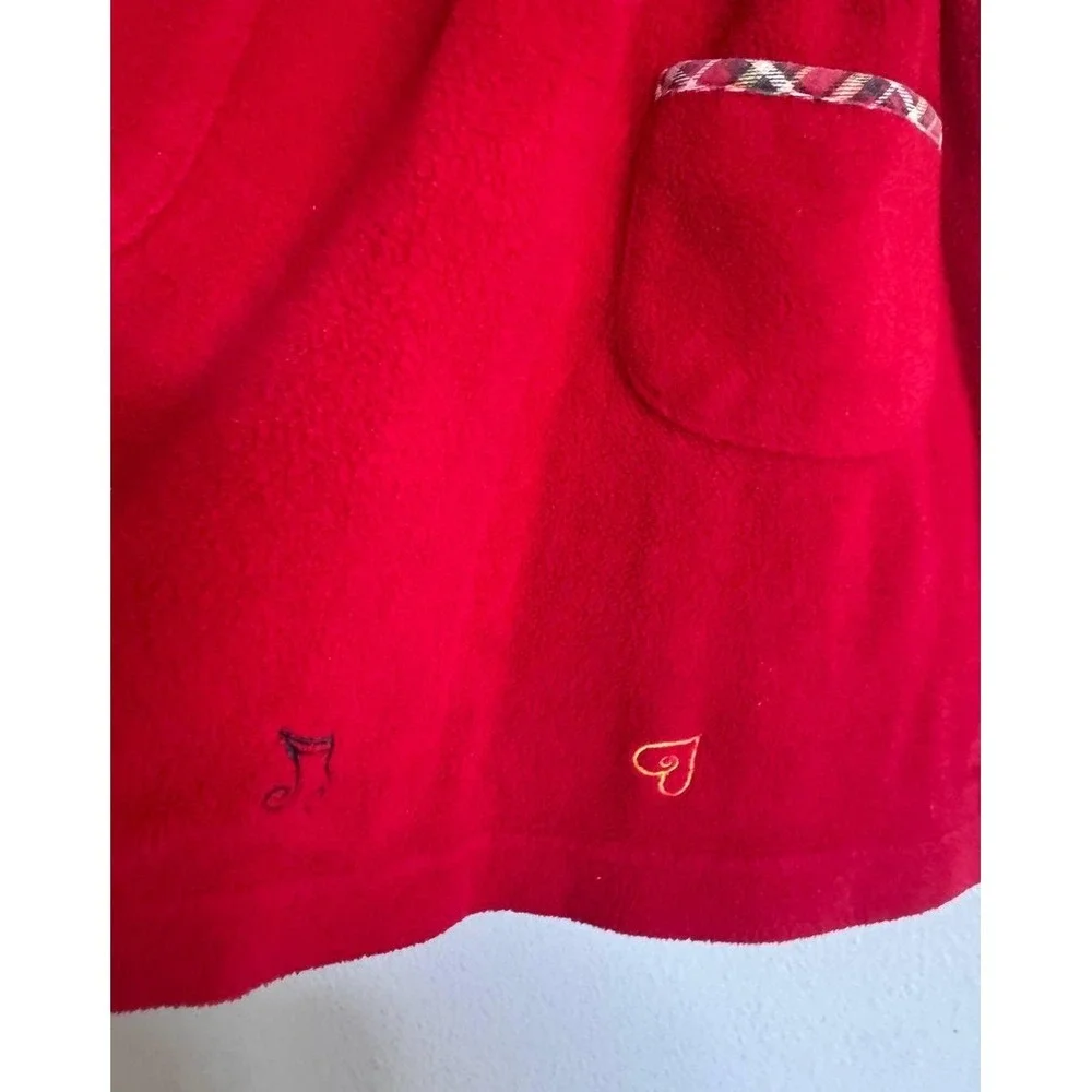 Vintage Disney Store Winnie the Pooh Fleece Dress 4 Red Plaid Heart Button Down